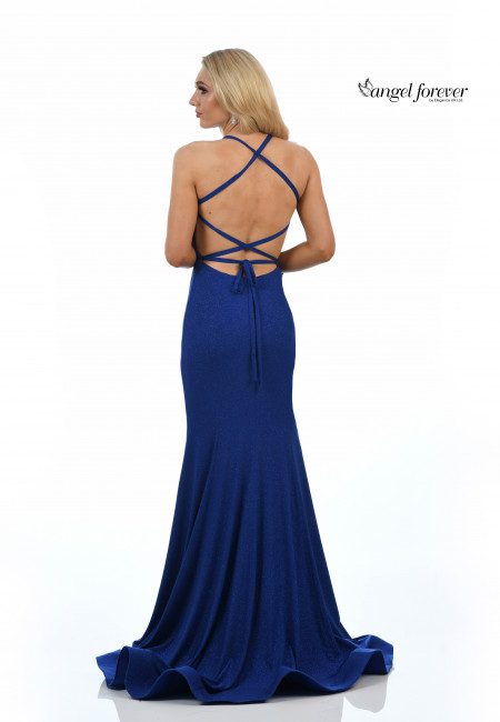 Angel Forever Royal Blue Fitted Jersey Prom Dress / Evening Dress